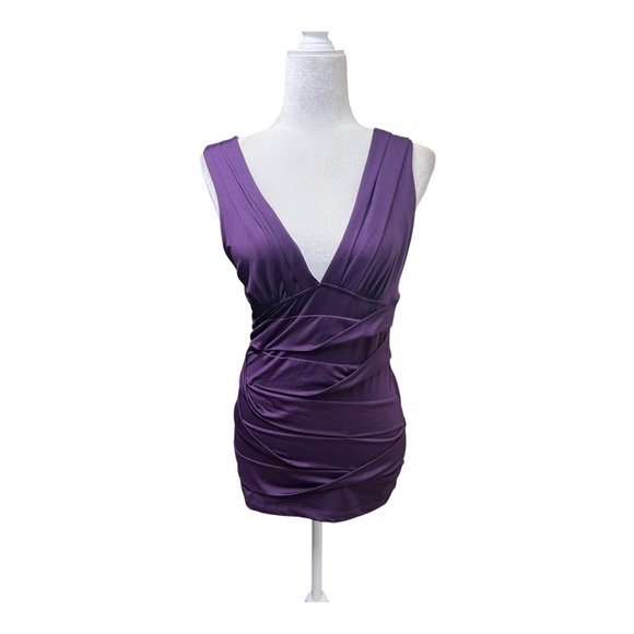 Y2K Purple Body Wrap Tight Mini Dress M - Picture 1 of 5